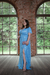 Vestido de lurex , longo plussize azul sereniti na internet