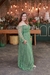 Vestido longo de lurex com manga verde oliva - comprar online