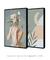 Conjunto 2 Quadros Colagem - Mulher com Flores no Rosto + Abstrato Lua