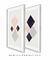 Conjunto 2 Quadros Decorativos Geométricos Losangos Rosa Azul e Dourado - comprar online