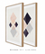 Conjunto 2 Quadros Decorativos Geométricos Losangos Rosa Azul e Dourado - loja online