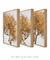 Conjunto 3 Quadros Árvores Douradas - Quadros para Decoração - Empório dos Quadros