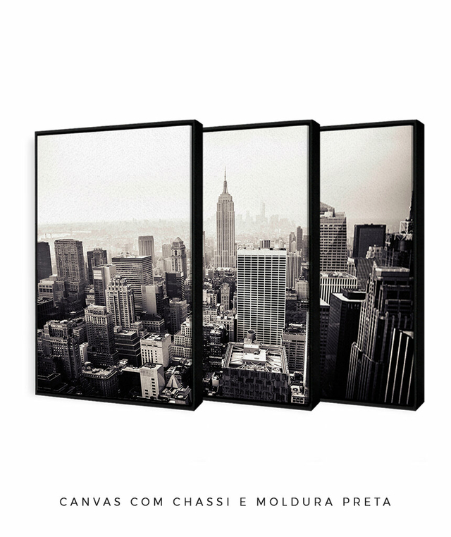 Quadro Empire State Preto e Branco com brilho 34x94cm Inspire