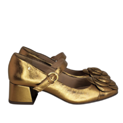 SLINGBACK SOLIS COM FLOR BRONZE