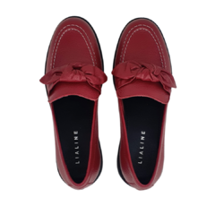 Mocassim loafer couro laço burgundy LiaLine na internet