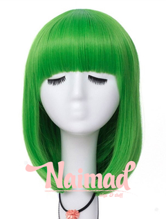 Peluca Verde Bob con flequillo