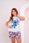 Baby-Doll Manguinha Stitch Copo Apaixonado