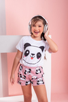 Baby-Doll Infantil Feminino Pandinha Rosa