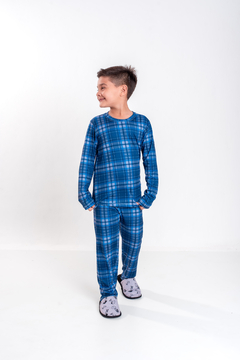 Baby-Doll Infantil de Calça Masculino Quadriculado Azul - comprar online