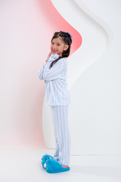 Baby-Doll Infantil de Calça Listras Azul Feminino - Amme Brand | Loja de Atacado