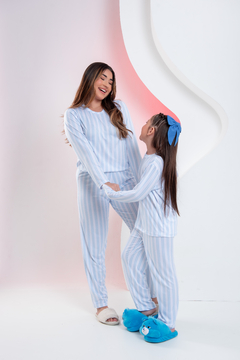 Kit Mãe e Filha de Calça Listras Azul - comprar online