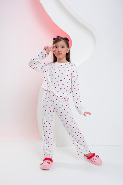 Baby-Doll Infantil de Calça Coração com Poa Preto Feminino - comprar online
