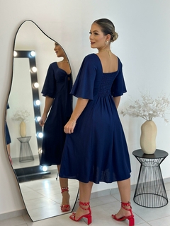 vestido de linho Hellen- azul Marinho - comprar online