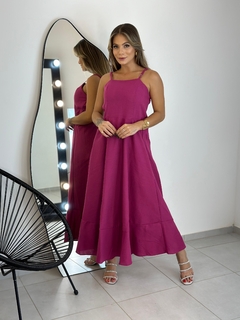 vestido de linho Carla - Fúcsia