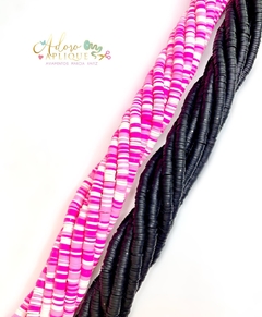 Entremeio Disquinho Colorido Pink e Preto (8mm) - 25 gramas - comprar online