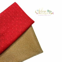 Tecido de Tule Brilhoso Lurex Dourado (100x40cm) ou Tule Vermelho Poá (50x40cm) - 1 Unidade