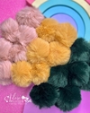 Aplique Pompom Grande de Pelúcia Rose, Mostarda e Verde Esmeralda (7 cm) - 2 unidades