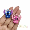 Aplique Emborrachado Stitch Rosa ou Azul com Coração - 2 unidades