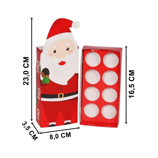 Bola de Natal Branca Ho Ho Ho 5cm - 8 Unidades