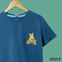 Remera Rainbow Cat Petrol Blue - Unisex - tienda online