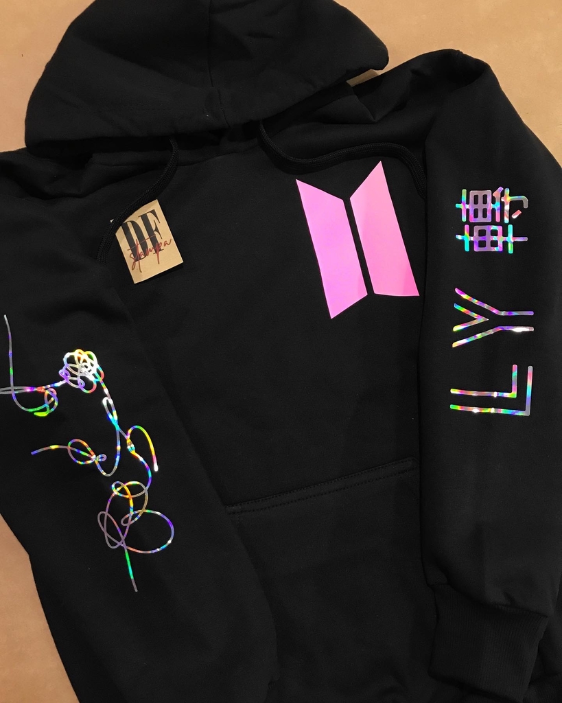 Buzo Negro Triple Estampa BTS DF Stampa