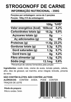 Strogonoff de carne, arroz integral com brócolis - comprar online