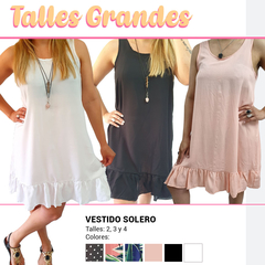 VESTIDO DE FIBRANA CON VOLADOS TALLES AMPLIOS MUJER PACK X2