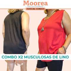 COMBO X2 Musculosas de Lino Elastizado Ropa Mujer Talles Grandes