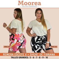 CONJUNTO SHORT + REMERA DE FIBRANA ESCOTE V