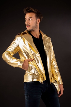 Campera BORIS de cuero vacuno metalizado dorado - CUEROS MI CAMPO