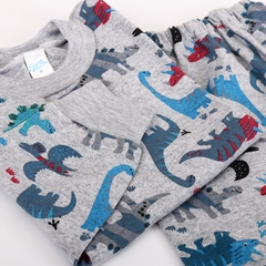 Pijama de dos piezas manga larga de algodón interlock con dinos - tienda online