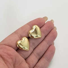 Brinco coraçao dourado liso folheado em ouro 18k - comprar online