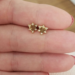 Brinco estrelinha com zirconias folheado em ouro 18k