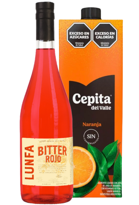Lunfa Bitter Rojo 750 Ml + 1 Cepita Naranja 1 Litro