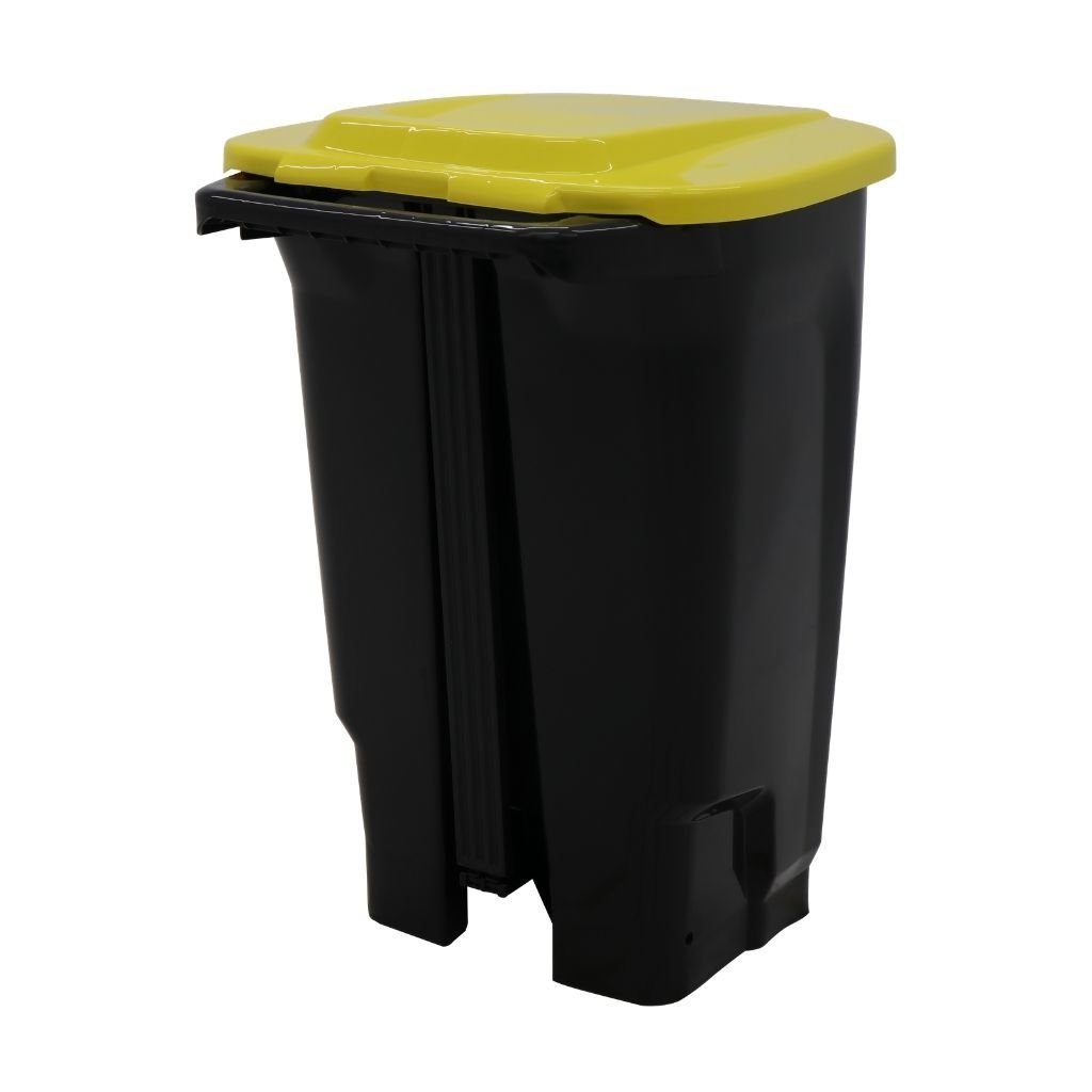 Cubo de basura con tapa 100 litros basurero amarillo con asas de presión