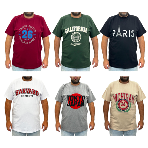 PACK X6 Remeras Estampadas Colores