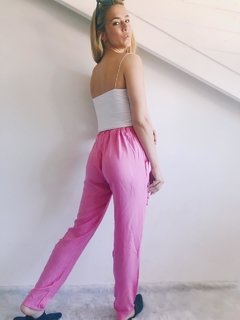 Pantalon Con Lazo De Fibrana Lisa - comprar online