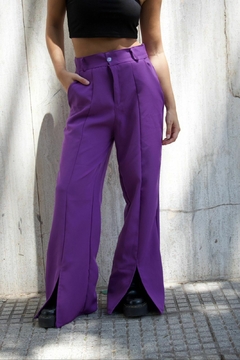 Pantalon de crep sastrero con tajos - comprar online