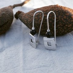 Aros Cuadrados con Piedra - tienda online