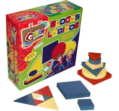 BRINQUEDO PEDAGOGICO BLOCOS LOGICOS 48PCS MADEIRA