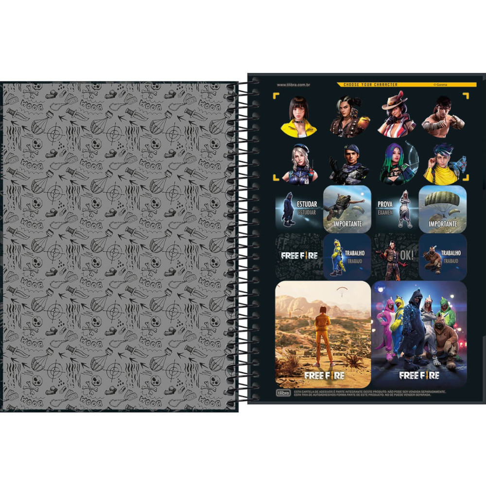 Caderno tilibra espiral 1/4 pequeno 80 folhas free fire em Promoção na  Americanas