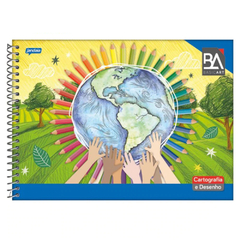 CADERNO ESPIRAL CARTOGRAFIA 48F BASIC ART - JANDAIA