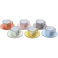 CONJUNTO 6 XICARAS DE PORCELANA 220ML PARA CHA COLORIDAS WORDS - BON GOURMET