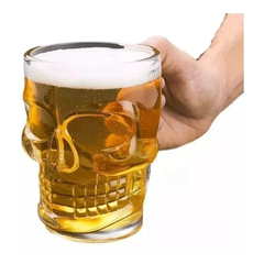 CANECA DE CHOPP CAVEIRA CRÂNIO 380ML VIDRO ROCK - BRASFOOT