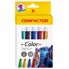 CANETINHA HIDROGRAFICA COMPACTOR COLOR JUMBO 6 CORES