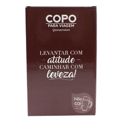 COPO TERMICO "LEVANTAR COM ATITUDE" 500ML COM ALCA E VENTOSA - ZONA CRIATIVA na internet