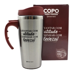 COPO TERMICO "LEVANTAR COM ATITUDE" 500ML COM ALCA E VENTOSA - ZONA CRIATIVA