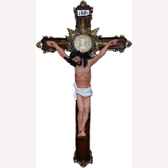 CRUCIFIXO DE PAREDE SALA MEDALHA DE SAO BENTO 30CM IRACEMA