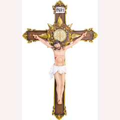 CRUCIFIXO DE PAREDE SALA MEDALHA DE SAO BENTO 40CM IRACEMA