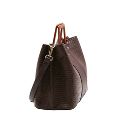 BOLSA FEMININA DE MÃO RUSTICA TEXTURIZADA CAFÉ - CHENSON - comprar online